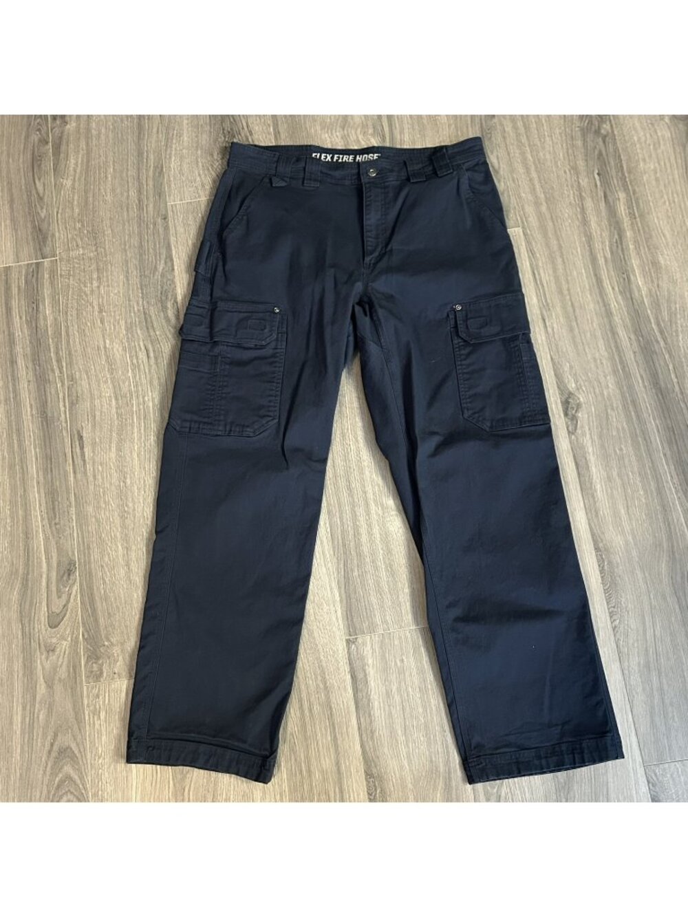 Duluth Trading Flex Fire Hose Pants Mens 36x31 Navy Cargo Relaxed Fit Stretch